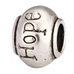 5 x Hope Charms Beads Antique Silver Tone European Charm Beads  #MEC-48